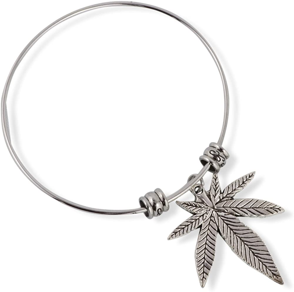 Emerald Park Jewelry Cannabis Marijuana Green Leaf Fancy Charm Bangle