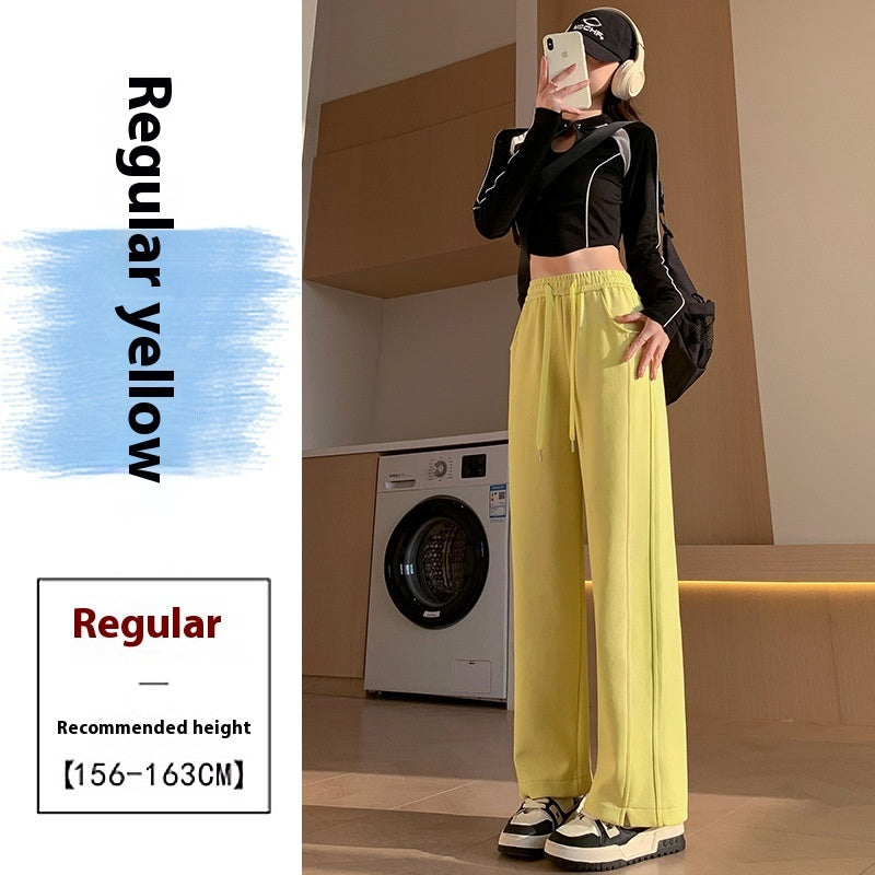 High Waist Long Thin Straight Loose Leisure Sports Sweat pants