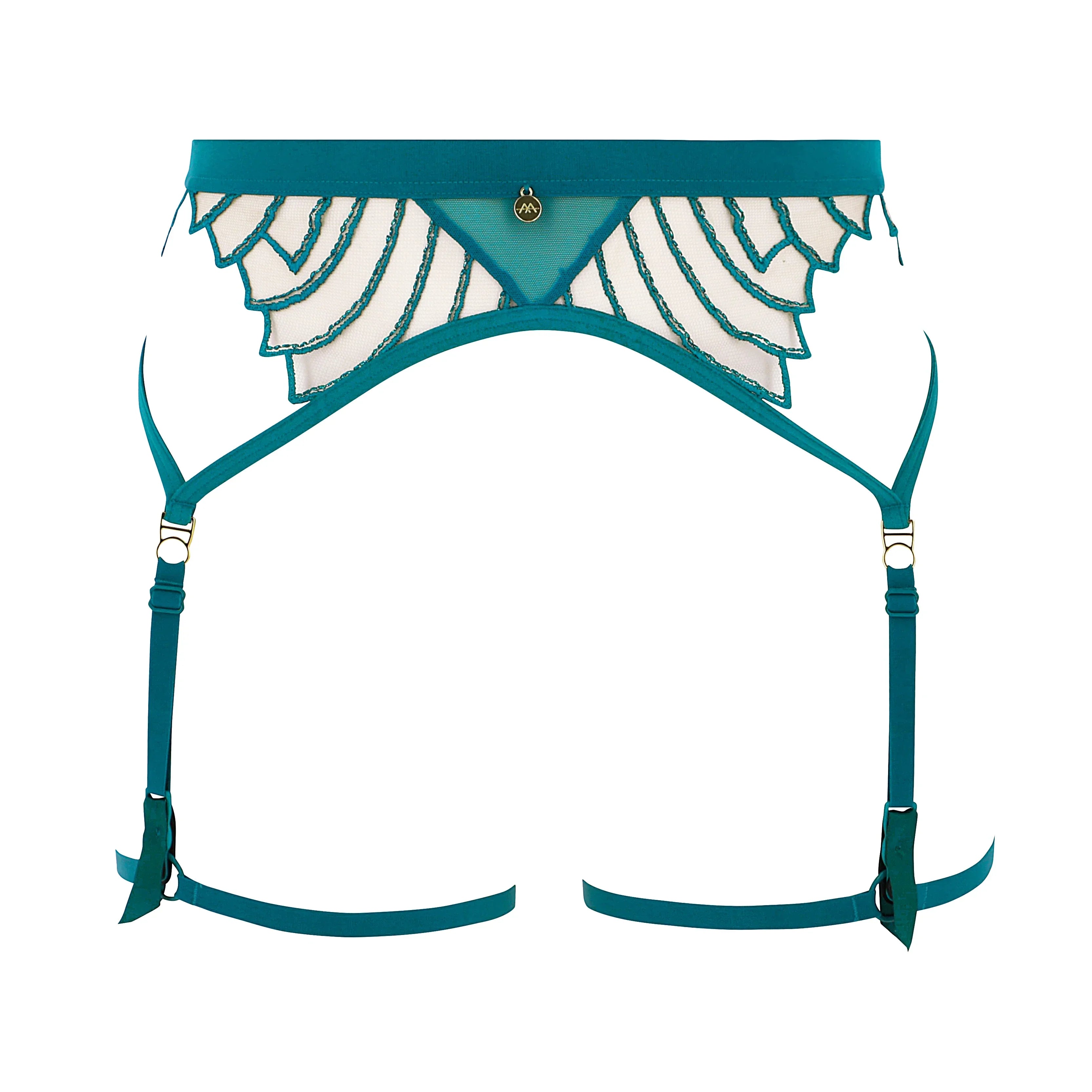 Sheer Mesh Garter Belt Atelier Amour Cosmic Dream Lagoon