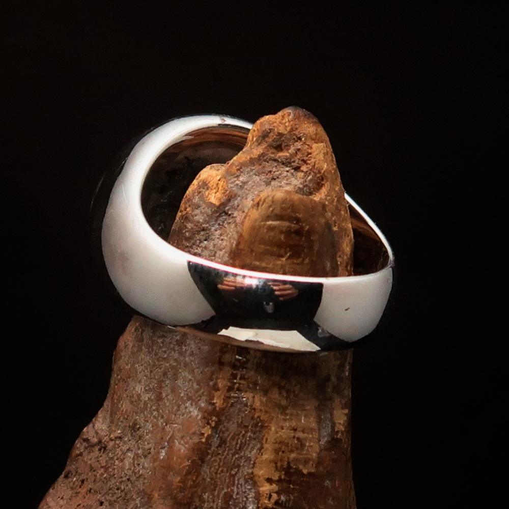 Sterling Silver Men's Ring black Marihuana Cannabis Leaf