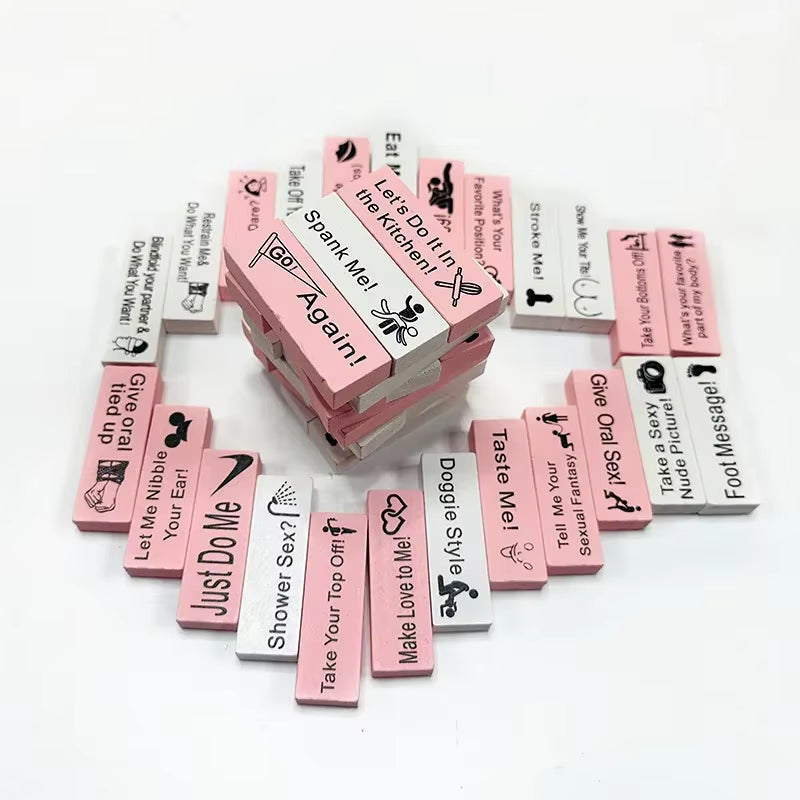 48Pcs Sex Block Tumbling Tower Stacking Gamesgame for Adults Sex Toys Valentine Wooden Block for Couples Erotica Party SM Block