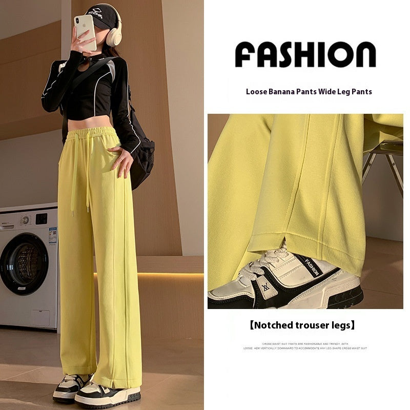 High Waist Long Thin Straight Loose Leisure Sports Sweat pants