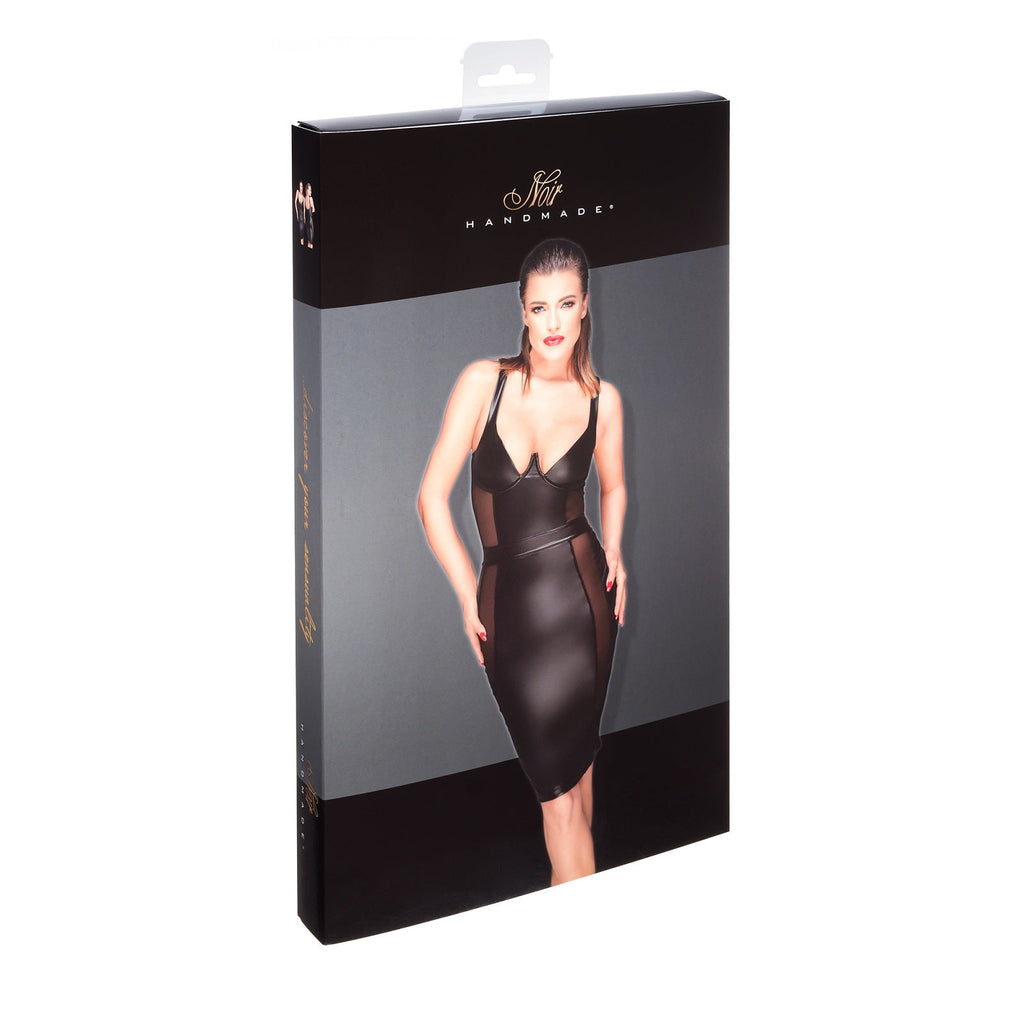 Power Wetlook Pencil Dress Noir Handmade Muse