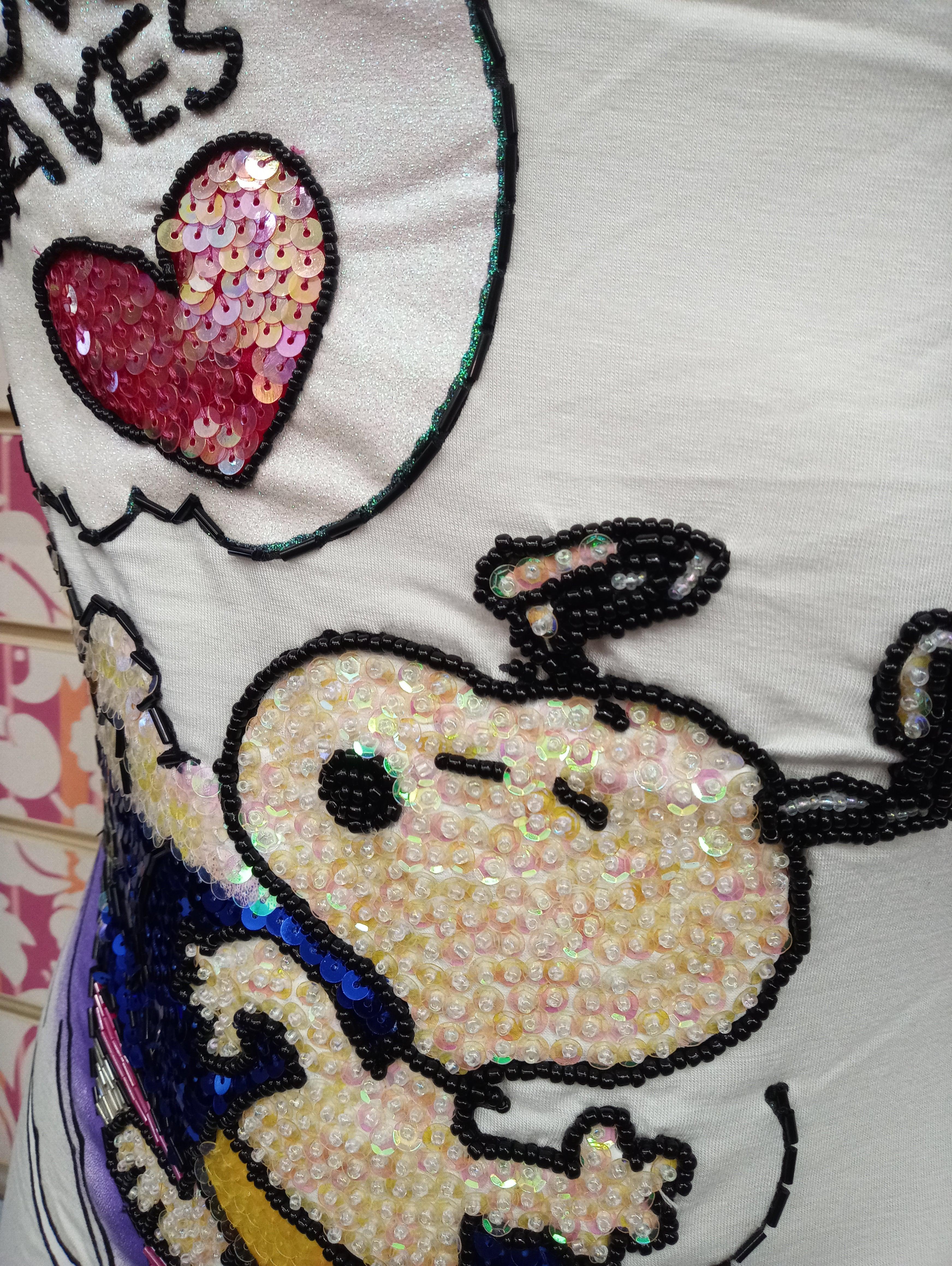 TS582TSW SNOOPY PAILETTES - TOONS T-SHIRT DONNA